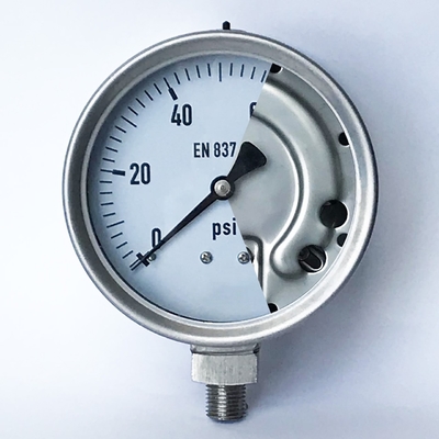 KL 1.0 100 Psi 100mm সলিড ফ্রন্ট টাইপ প্রেসার গেজ ডাবল স্কেল