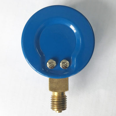 50mm নীল রঙের ইস্পাত কেস 25 MPa অক্সিজেন ম্যানোমিটার ব্রাস ভেজা যন্ত্রাংশ ইউটিলিটি প্রেসার গেজ